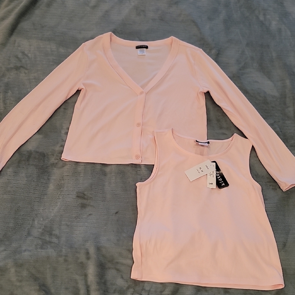 Girls' Pink Tank and Cardigan Set